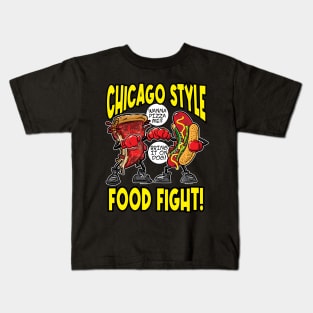 Chicago Style Food Fight, Pizza VS Hotdog Kids T-Shirt